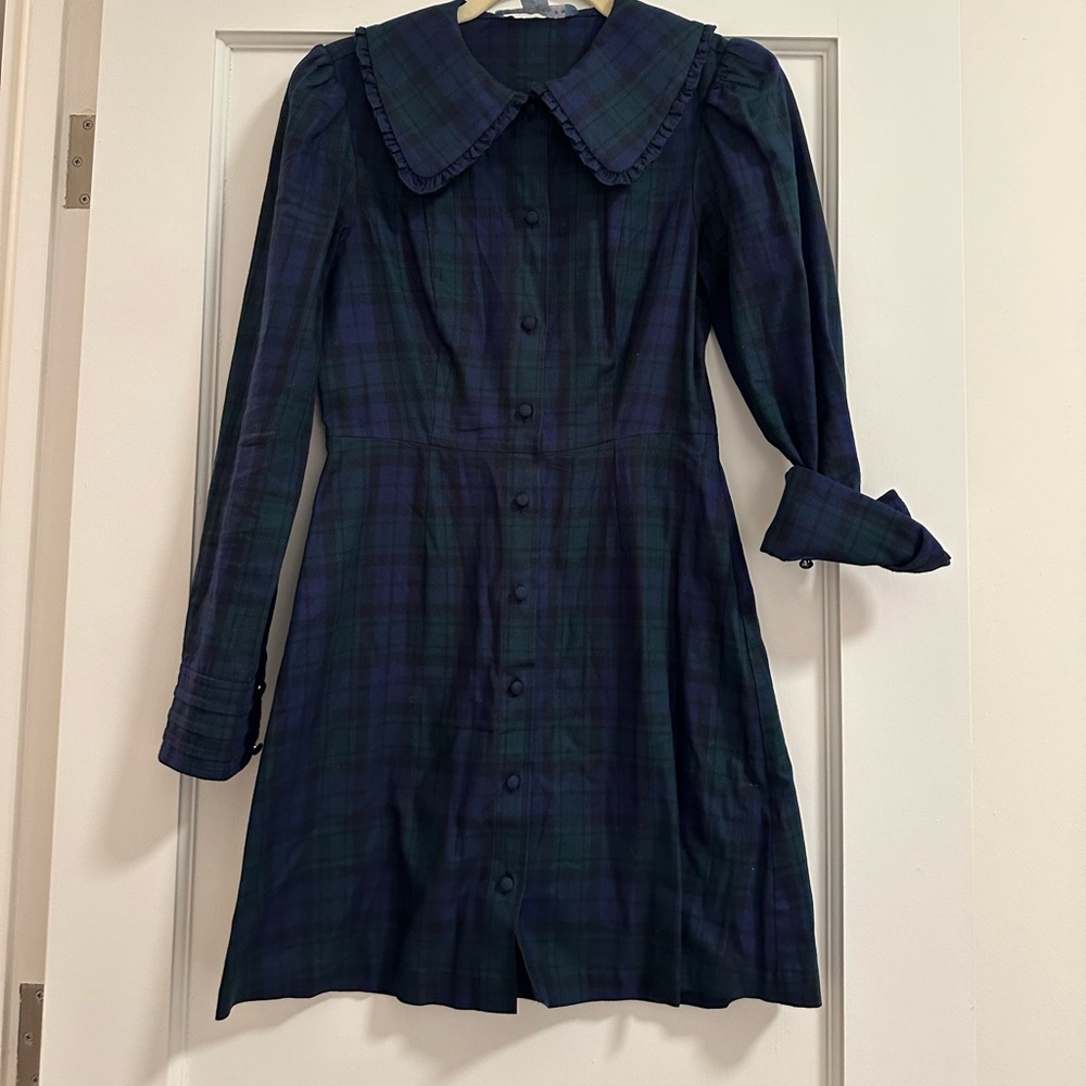 Hill house black watch tartan dress size xs
